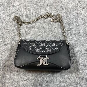 Juicy Couture Crossbody Bag Womens Small Black JC Chain Rhinestone